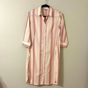 Caliban Women’s Striped Cotton Button Front Shirt Dress Sz 8 (IT 44) Classic